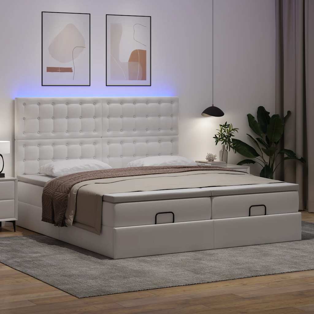 vidaXL Estructura cama otomana colchones blanco puro 180x200cm