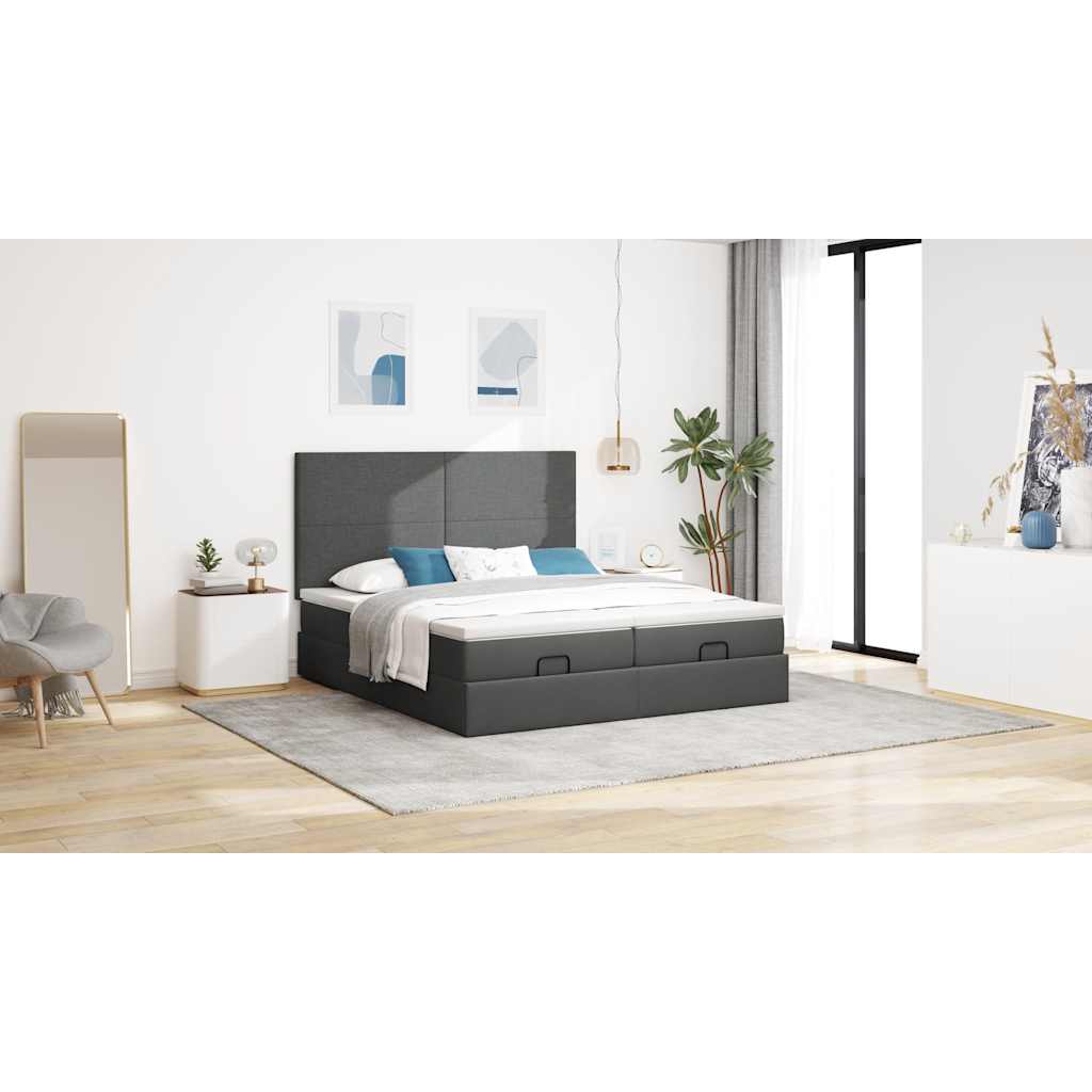 vidaXL Estructura cama otomana colchones tela gris oscuro 160x200 cm