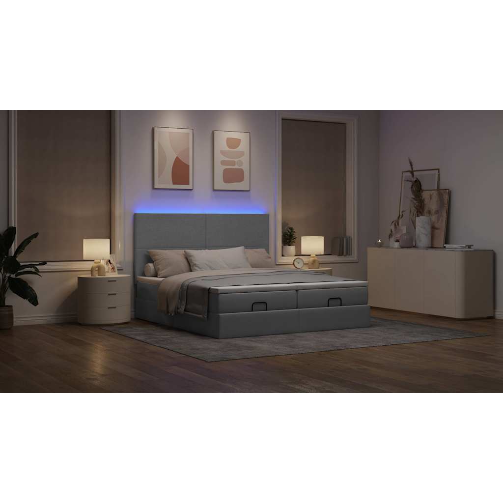 vidaXL Estructura de cama otomana colchones tela gris claro 180x200cm