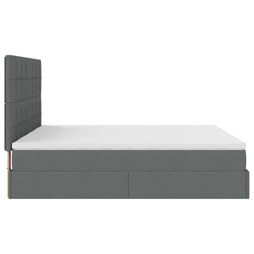 vidaXL Estructura cama otomana colchones tela gris oscuro 160x200 cm