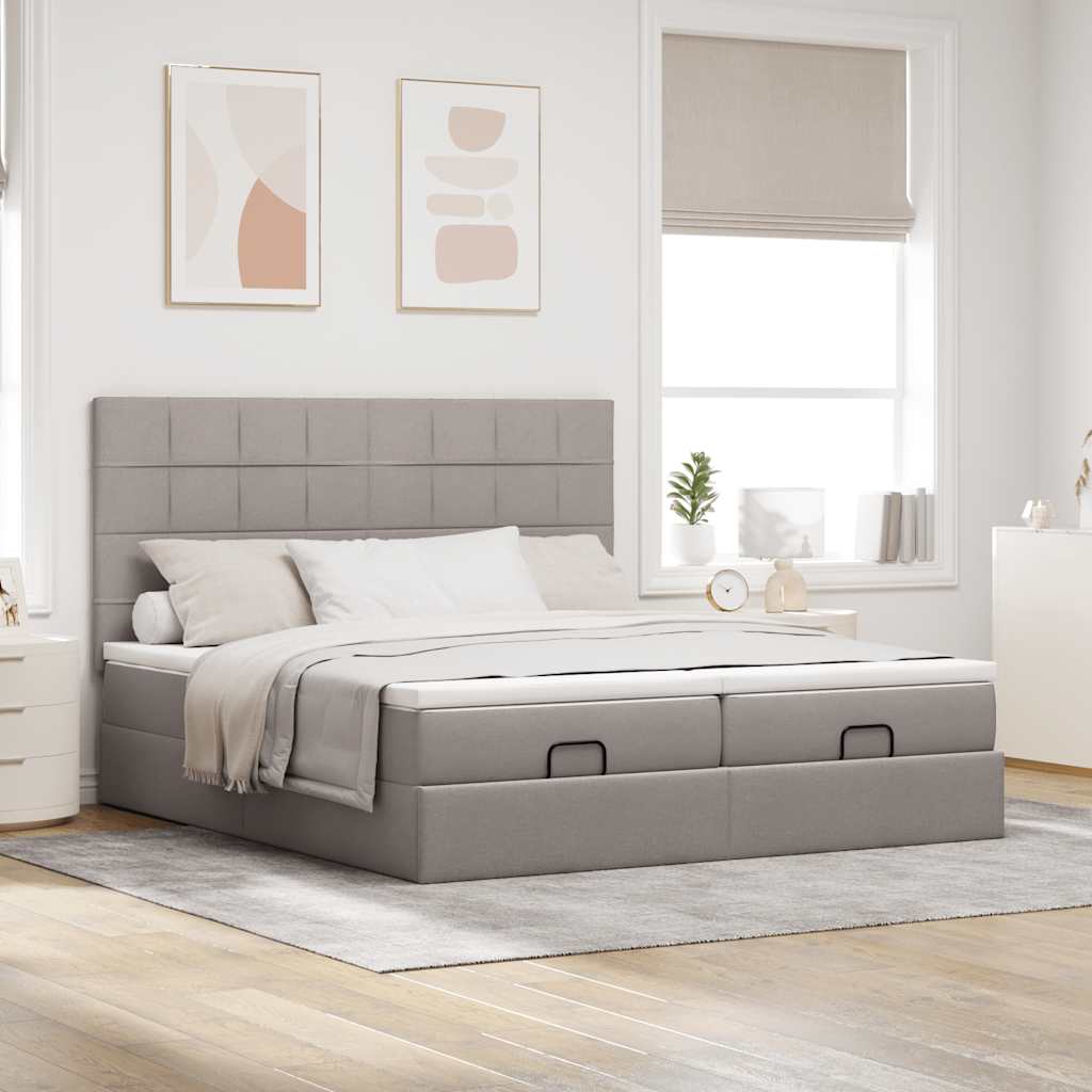 vidaXL Estructura de cama otomana colchones tela gris pardo 180x200 cm