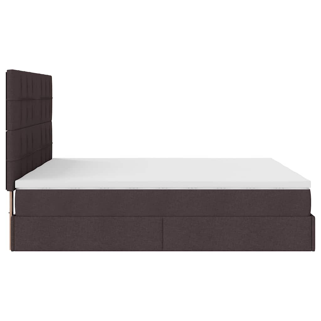 vidaXL Estructura cama otomana colchones tela marrón oscuro 200x200cm