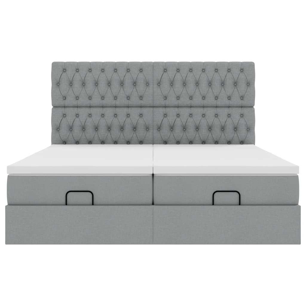 vidaXL Estructura de cama otomana colchones tela gris claro 160x200cm