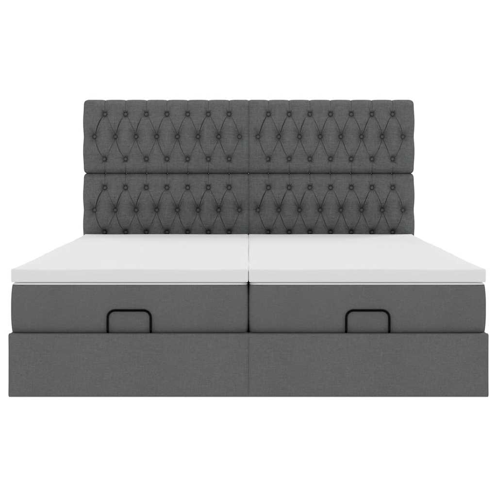 vidaXL Estructura cama otomana colchones tela gris oscuro 160x200 cm