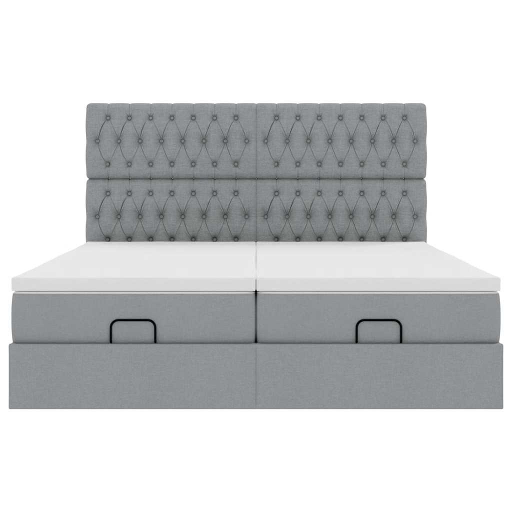 vidaXL Estructura de cama otomana colchones tela gris claro 180x200cm