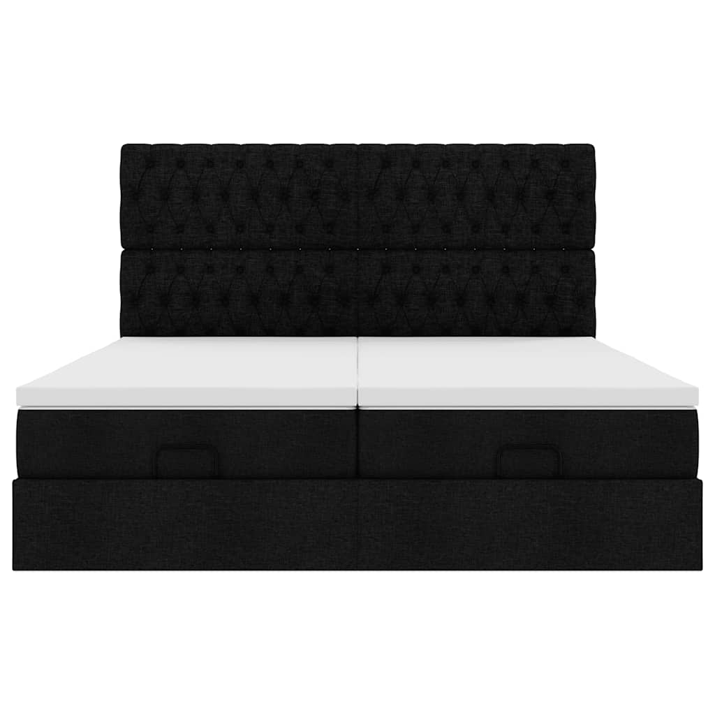 vidaXL Estructura de cama otomana con colchones tela negra 180x200cm