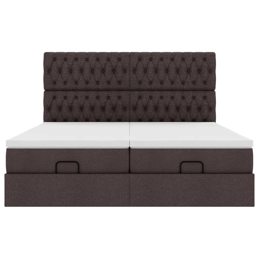 vidaXL Estructura cama otomana colchones tela marrón oscuro 180x200cm