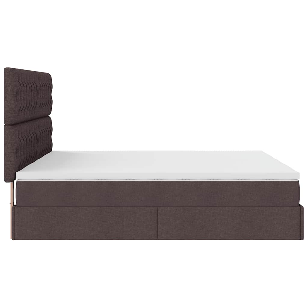 vidaXL Estructura cama otomana colchones tela marrón oscuro 180x200cm