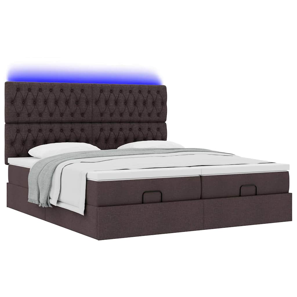 vidaXL Estructura cama otomana colchones tela marrón oscuro 200x200cm