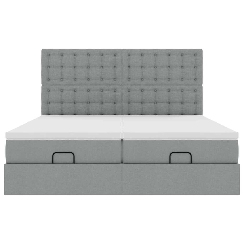 vidaXL Estructura de cama otomana colchones tela gris claro 160x200cm