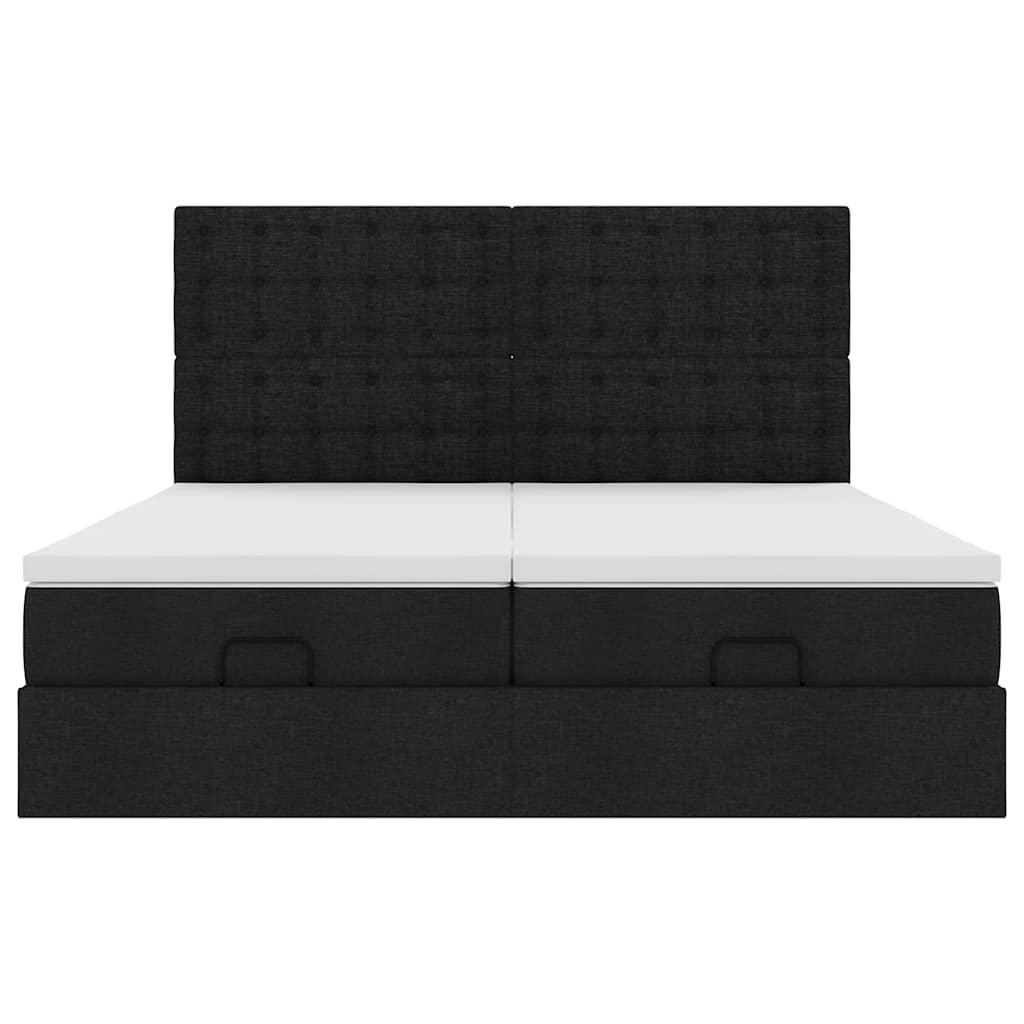 vidaXL Estructura de cama otomana con colchones tela negra 180x200cm