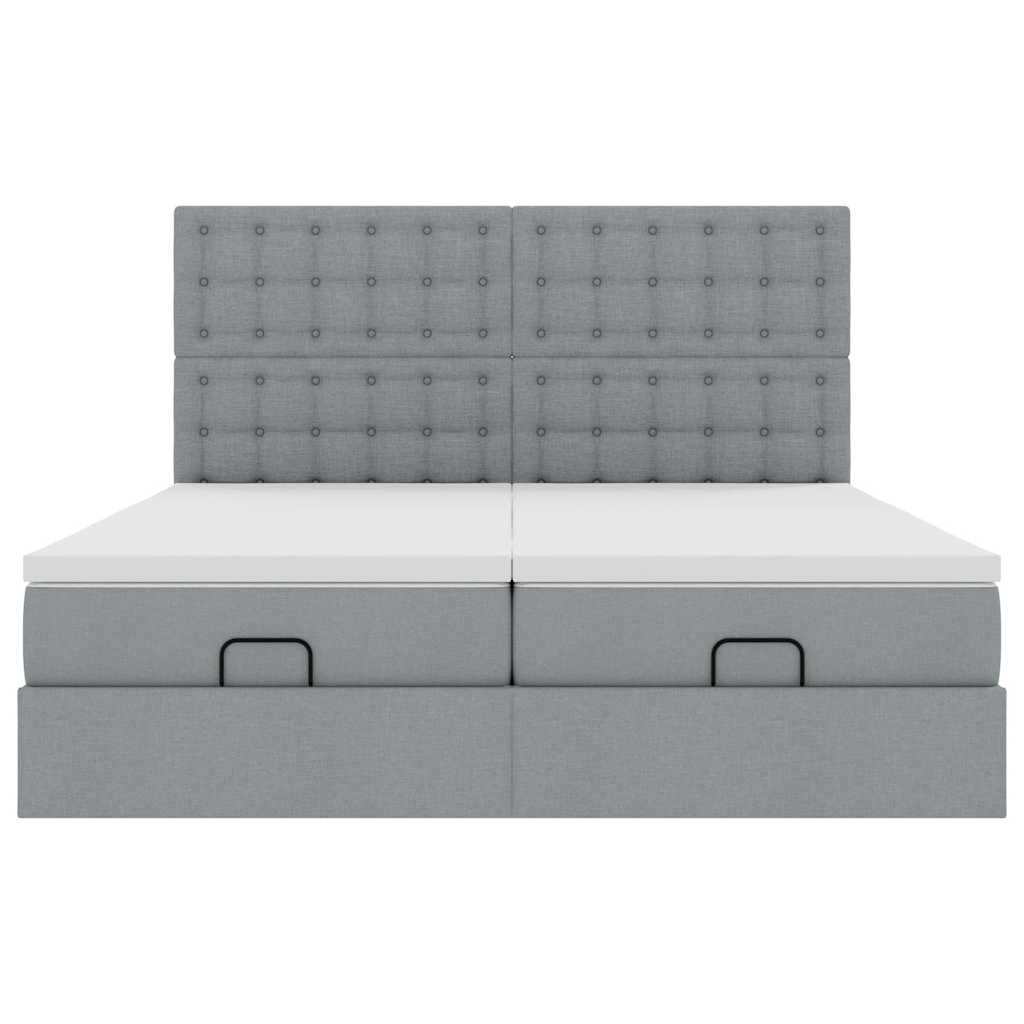 vidaXL Estructura de cama otomana colchones tela gris claro 200x200cm