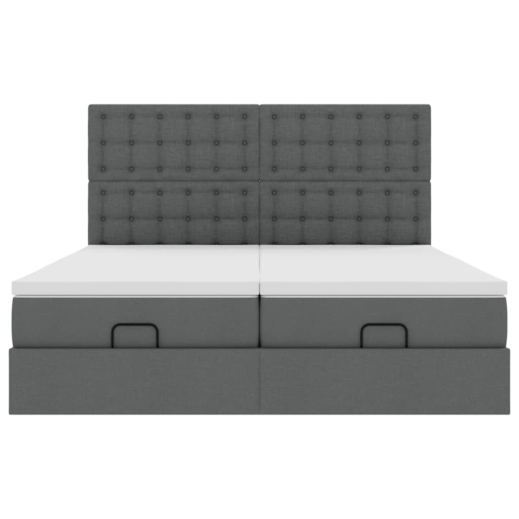 vidaXL Estructura cama otomana colchones tela gris oscuro 200x200cm