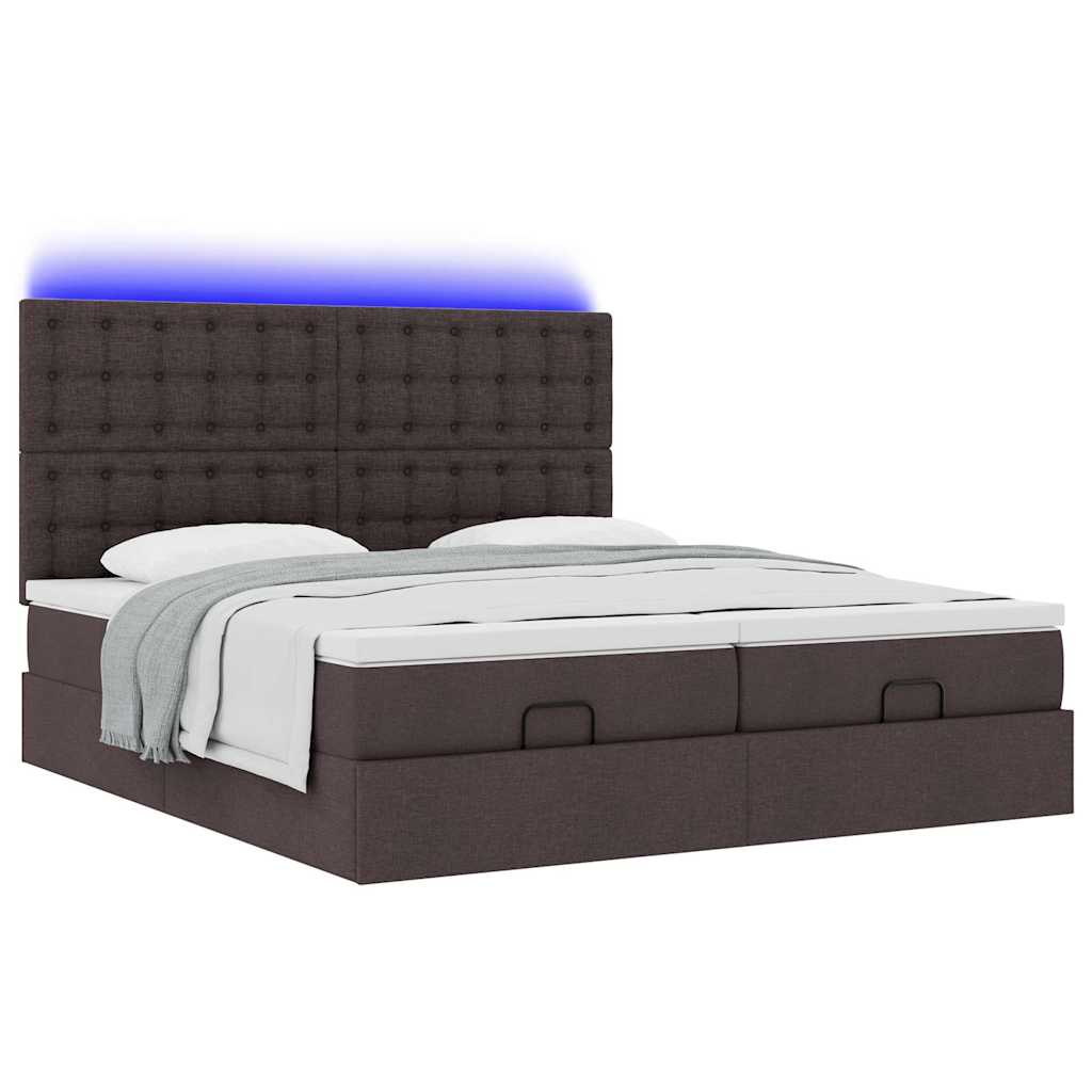 vidaXL Estructura cama otomana colchones tela marrón oscuro 200x200cm