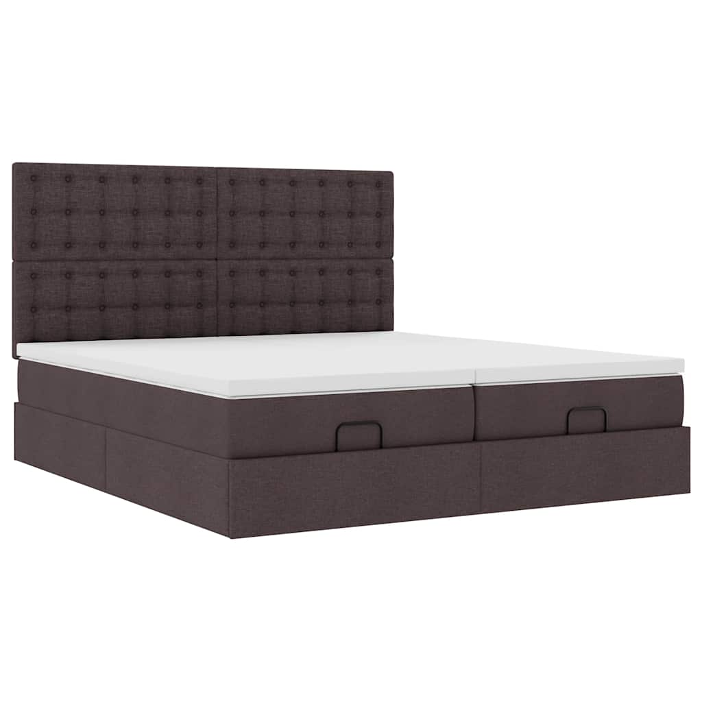 vidaXL Estructura cama otomana colchones tela marrón oscuro 200x200cm