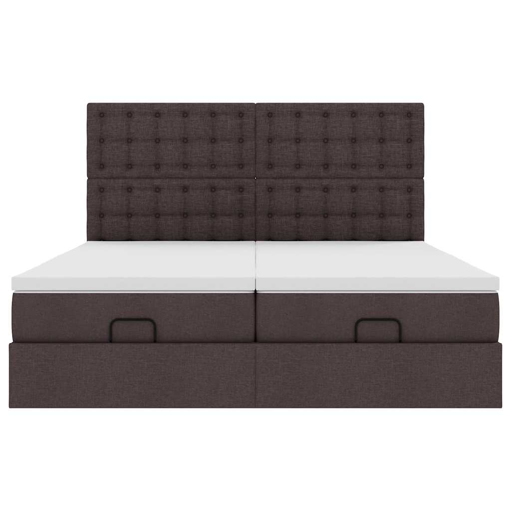 vidaXL Estructura cama otomana colchones tela marrón oscuro 200x200cm