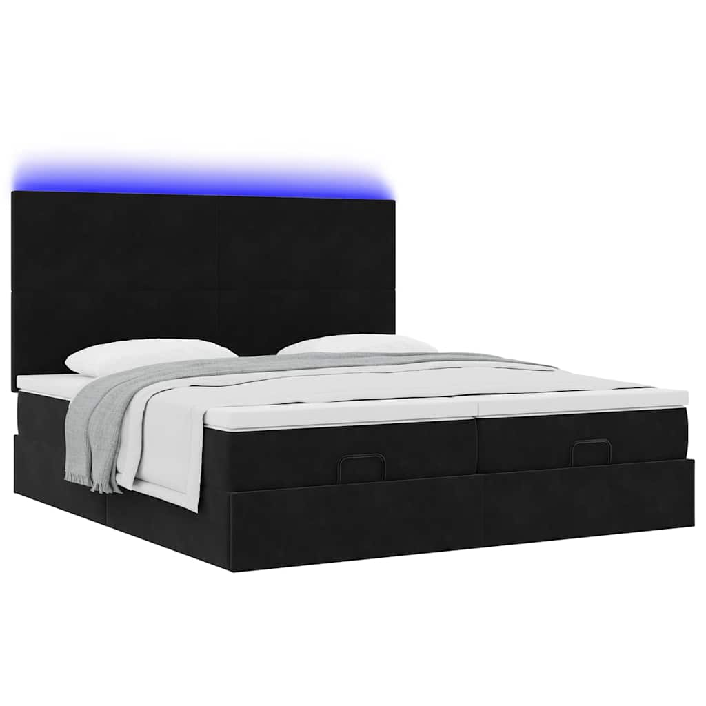 vidaXL Estructura de cama otomana colchones terciopelo negra 160x200cm