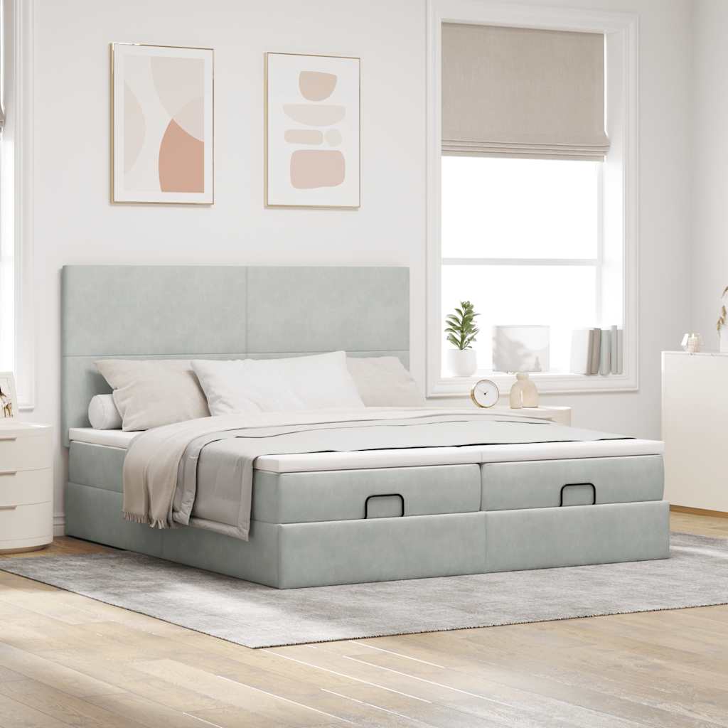 vidaXL Estructura cama otomana colchones terciopelo gris claro