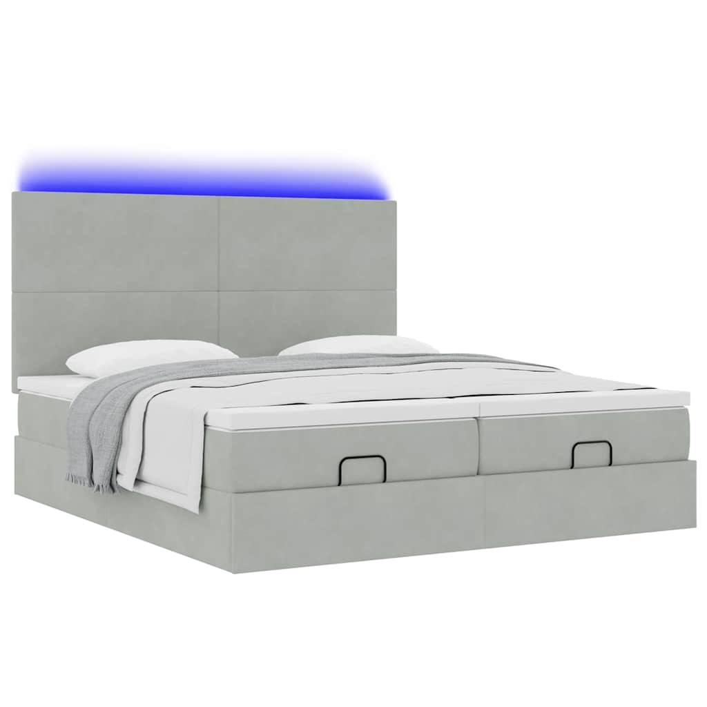 vidaXL Estructura cama otomana colchones terciopelo gris claro