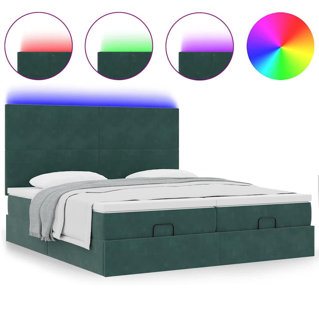 vidaXL Estructura de cama otomana colchones terciopelo verde oscuro