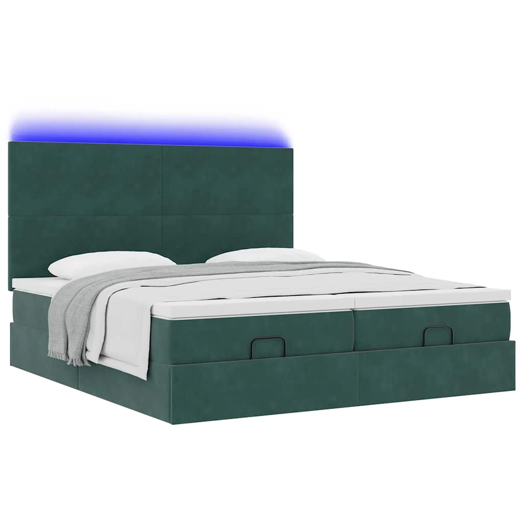 vidaXL Estructura de cama otomana colchones terciopelo verde oscuro