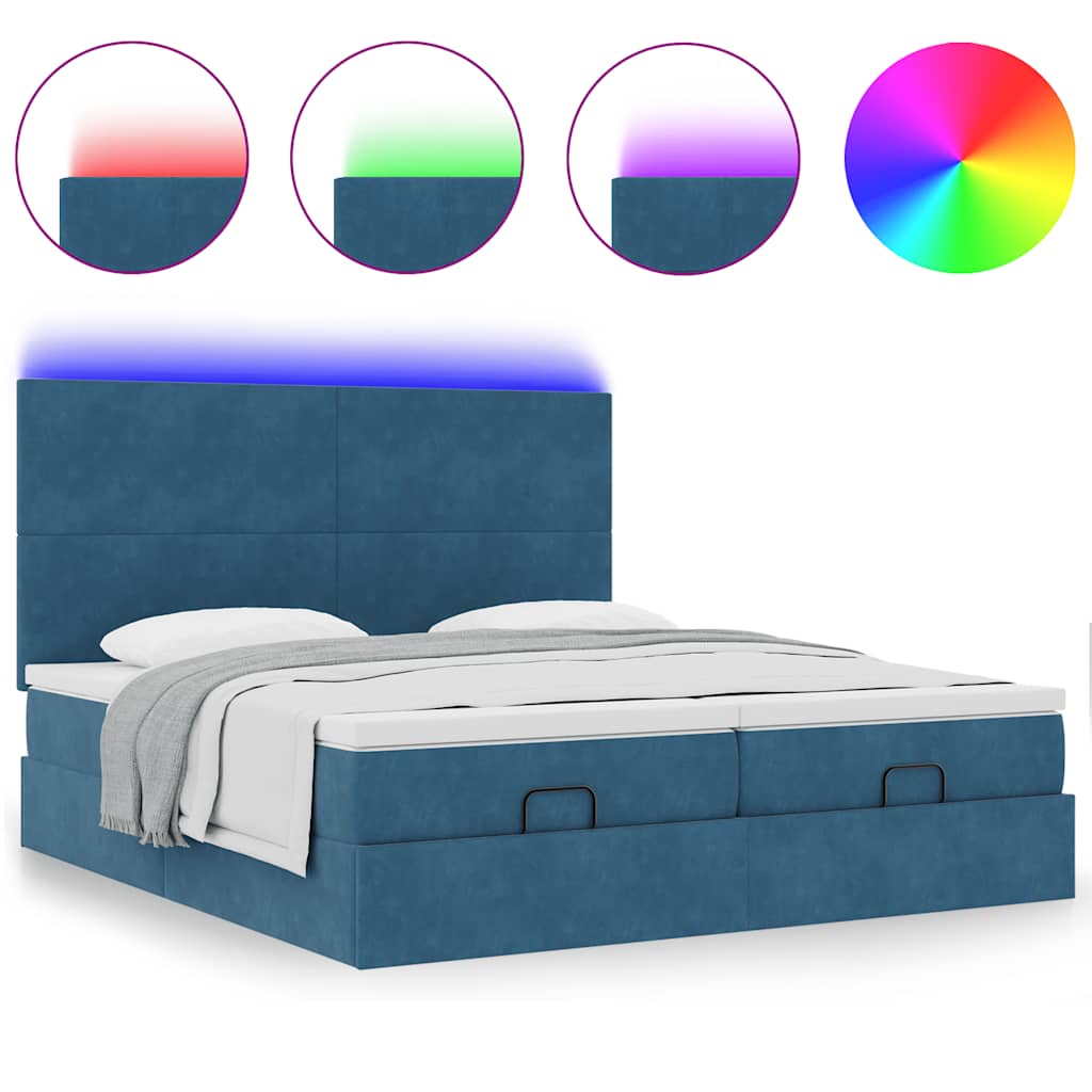 vidaXL Estructura de cama otomana colchones terciopelo azul oscuro