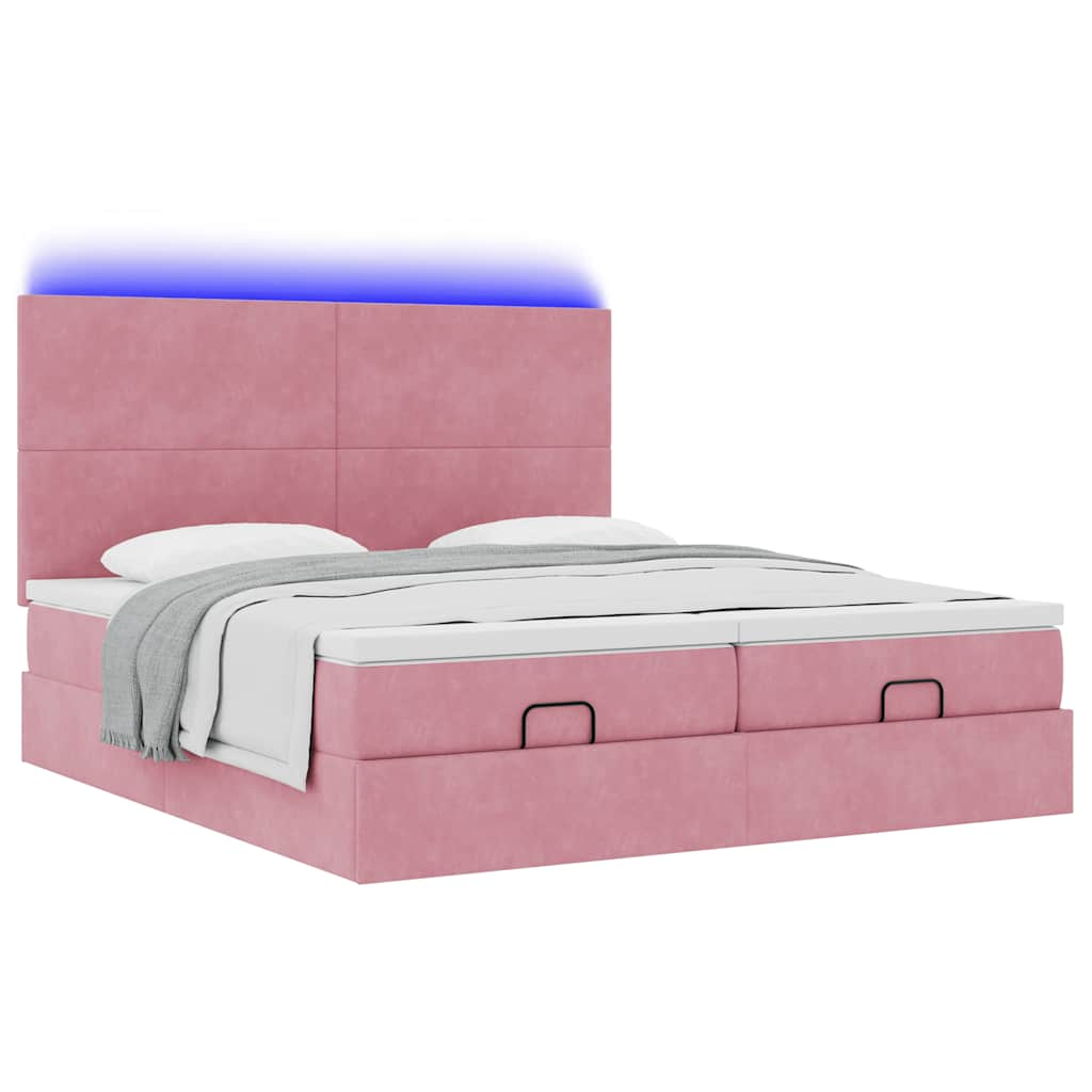 vidaXL Estructura de cama otomana colchones terciopelo rosa 180x200cm