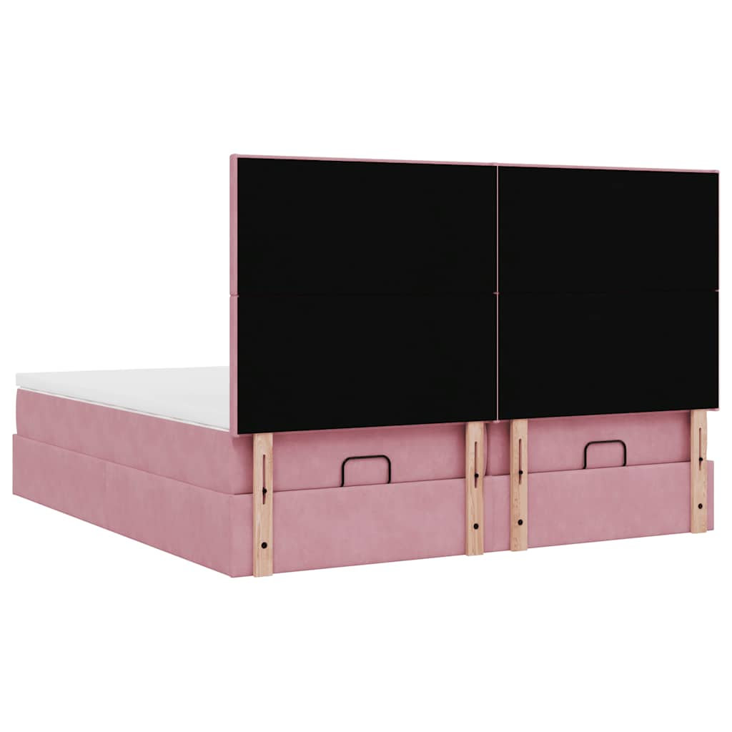 vidaXL Estructura de cama otomana colchones terciopelo rosa 180x200cm