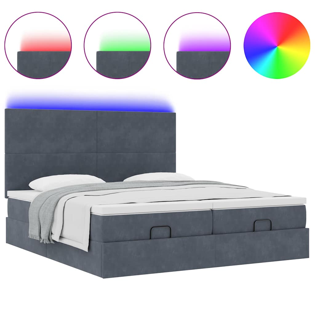 vidaXL Estructura cama otomana colchones terciopelo gris oscuro