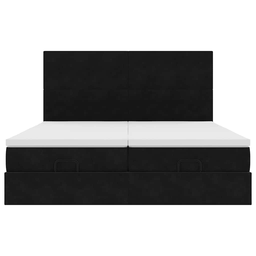 vidaXL Estructura de cama otomana colchones terciopelo negro 200x200cm