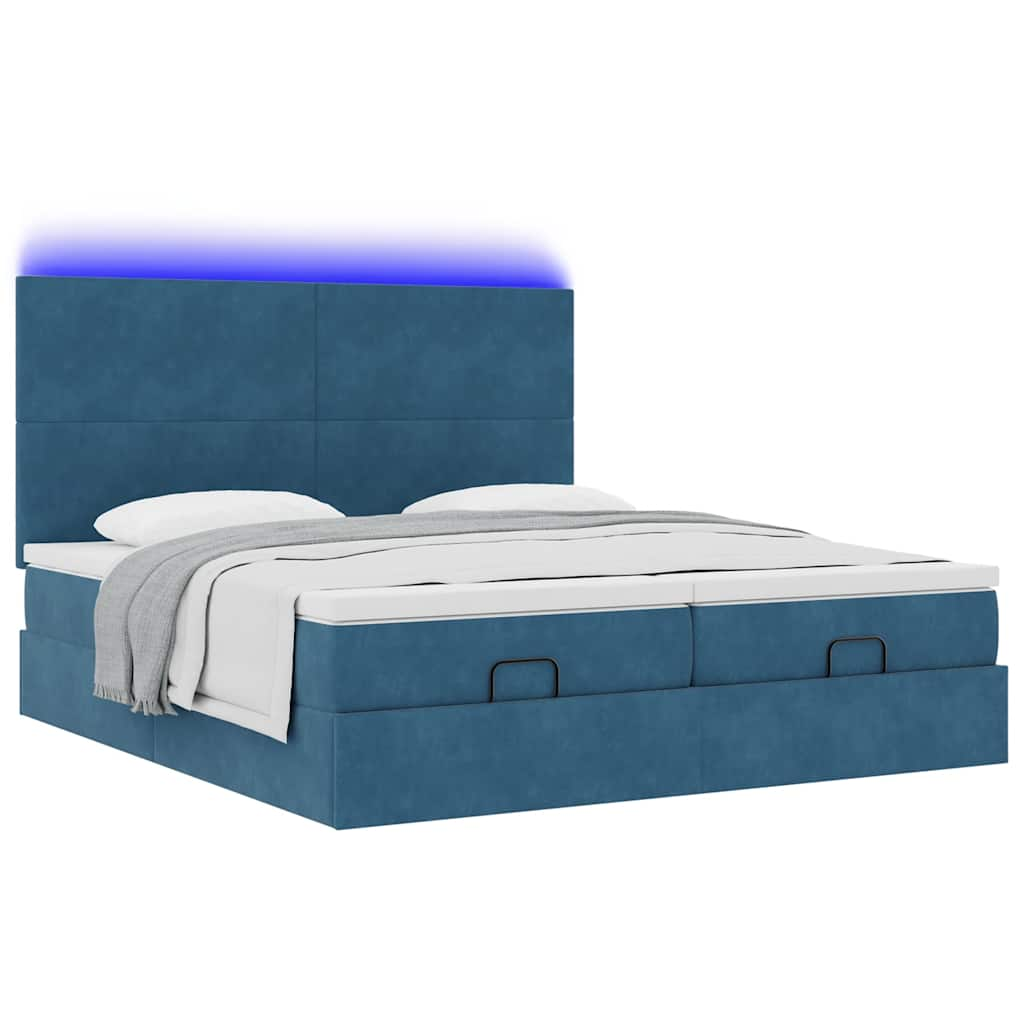 vidaXL Estructura de cama otomana colchones terciopelo azul oscuro