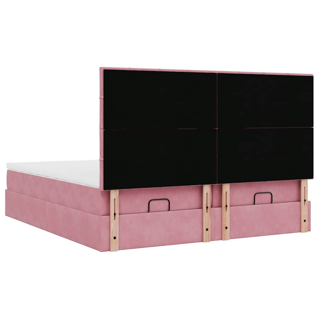 vidaXL Estructura de cama otomana colchones terciopelo rosa 160x200cm