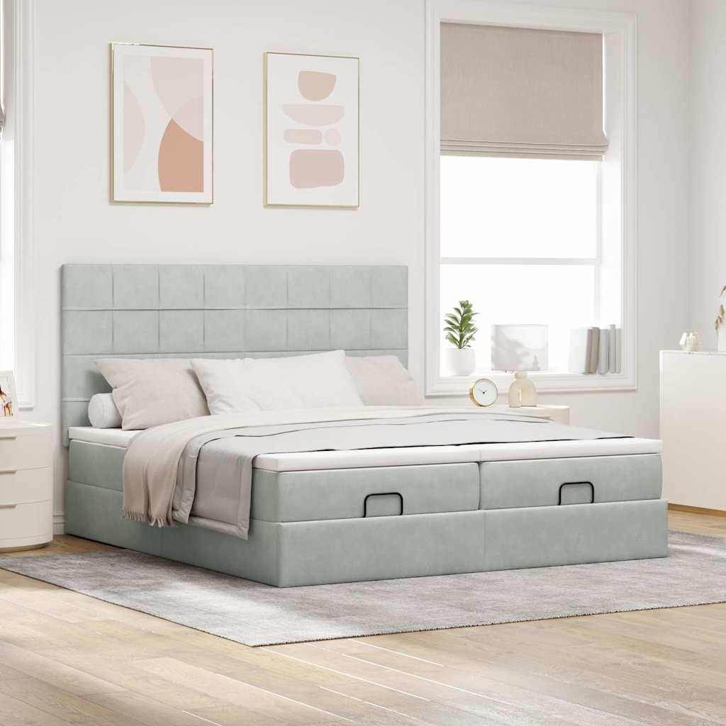 vidaXL Estructura cama otomana colchones terciopelo gris claro