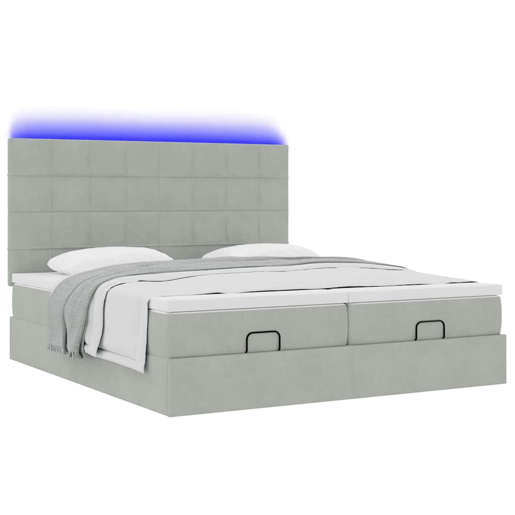 vidaXL Estructura cama otomana colchones terciopelo gris claro