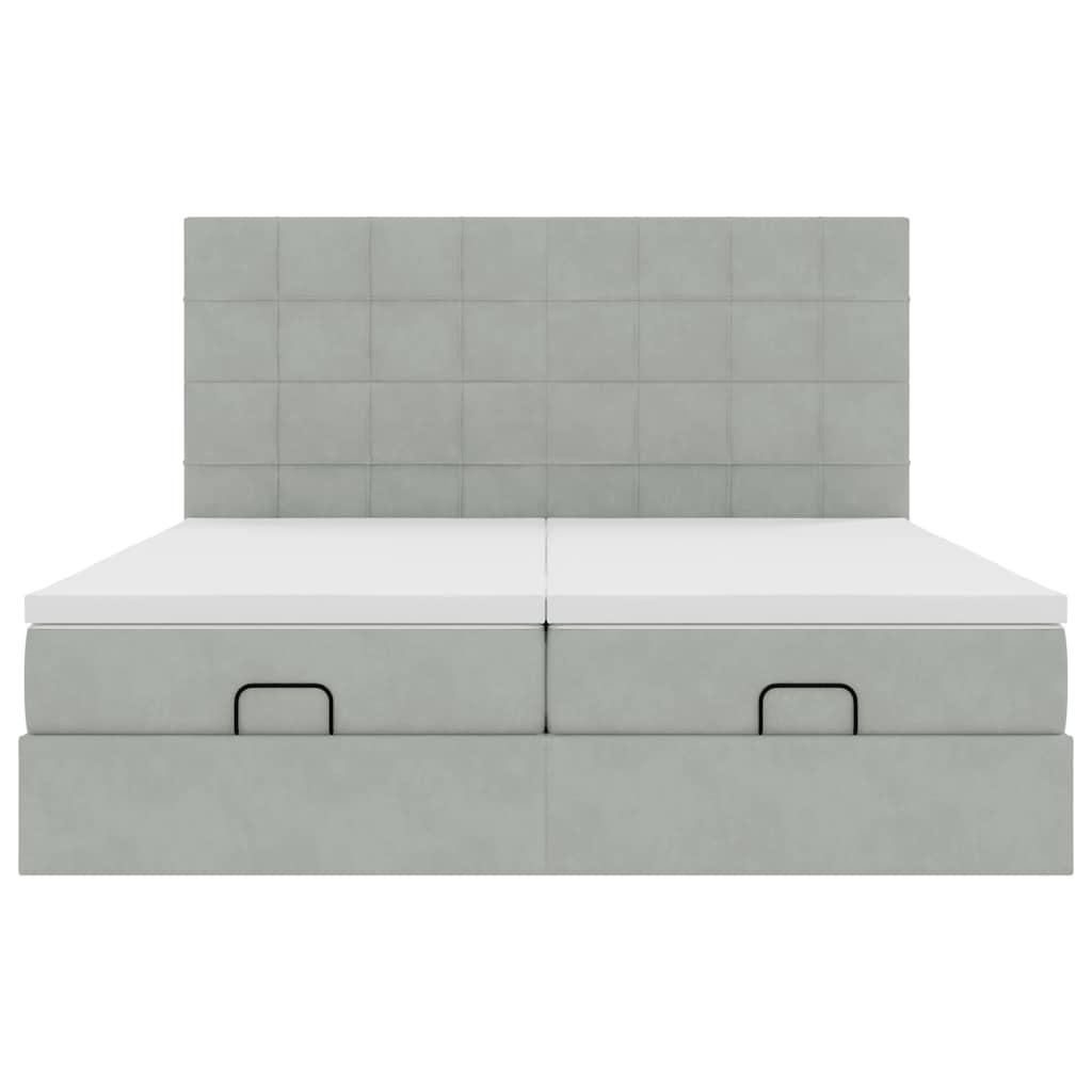 vidaXL Estructura cama otomana colchones terciopelo gris claro