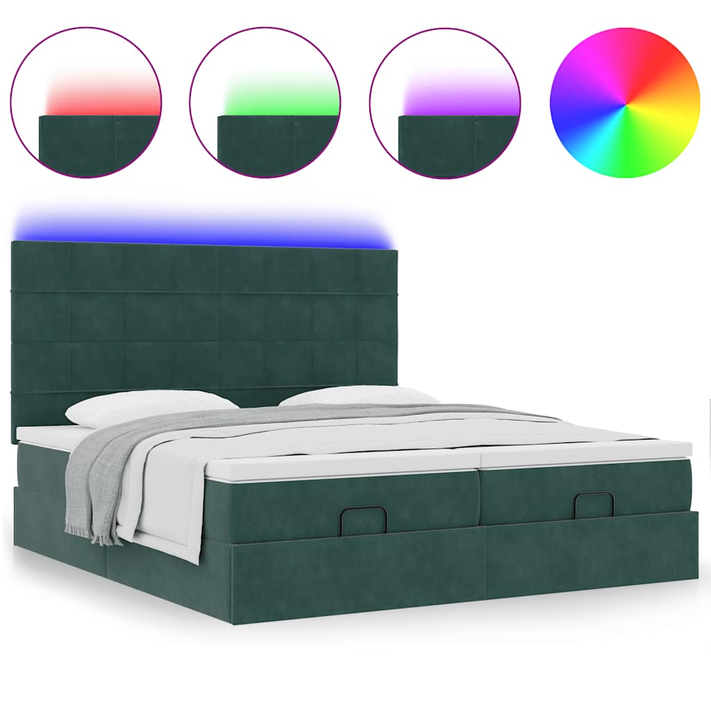 vidaXL Estructura de cama otomana colchones terciopelo verde oscuro