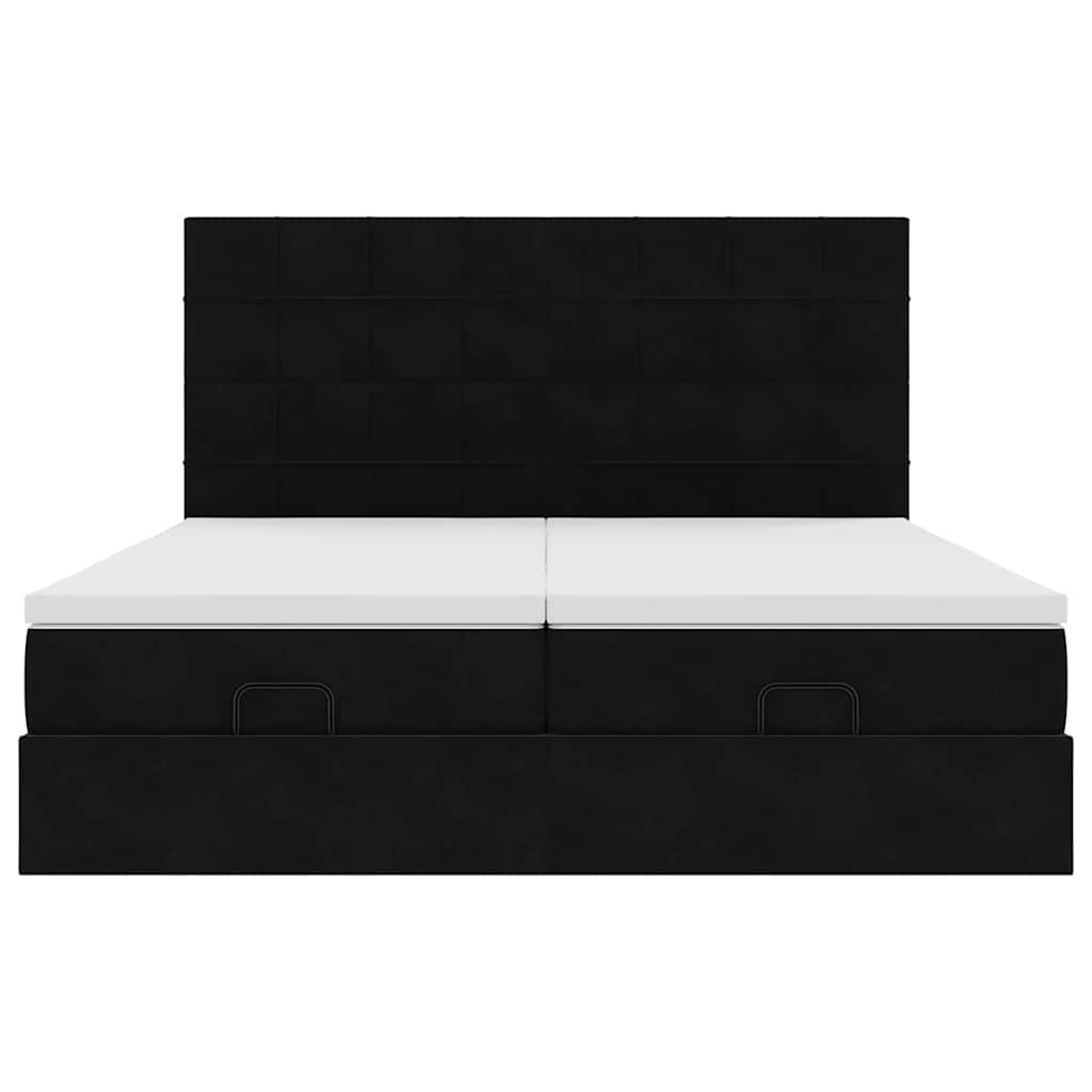 vidaXL Estructura de cama otomana colchones terciopelo negro 200x200cm