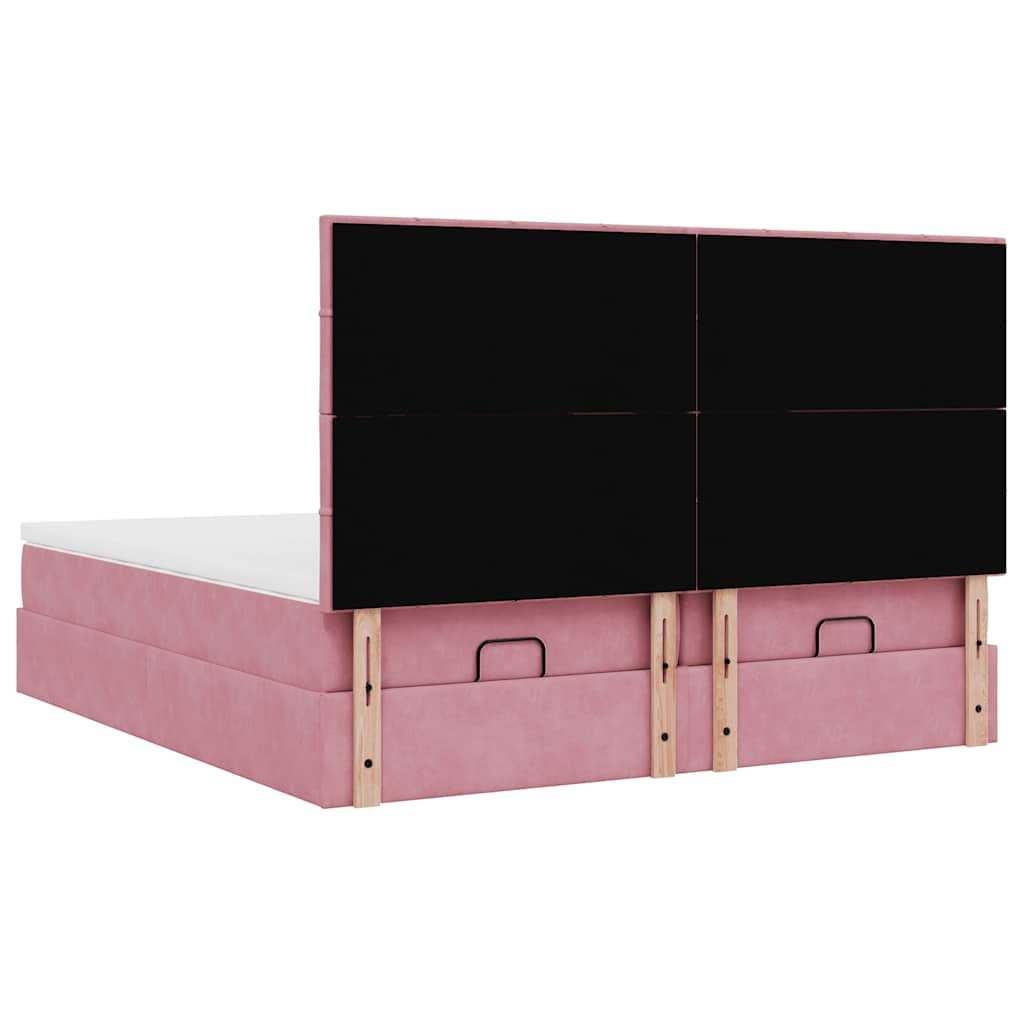 vidaXL Estructura de cama otomana colchones terciopelo rosa 200x200cm