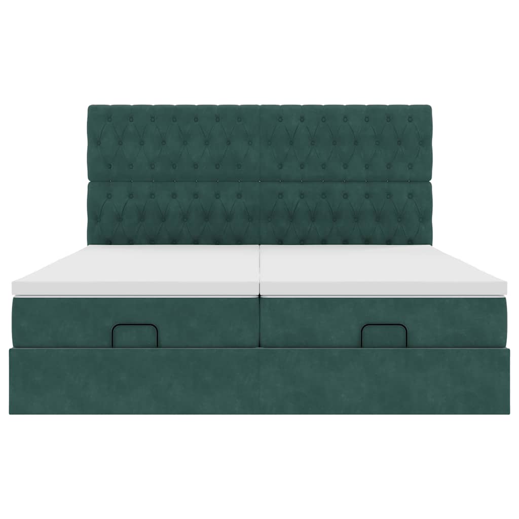 vidaXL Estructura de cama otomana colchones terciopelo verde oscuro