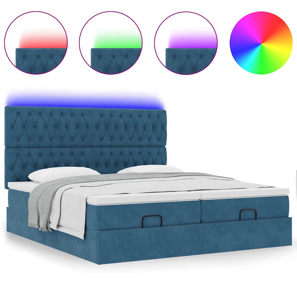 vidaXL Estructura de cama otomana colchones terciopelo azul oscuro