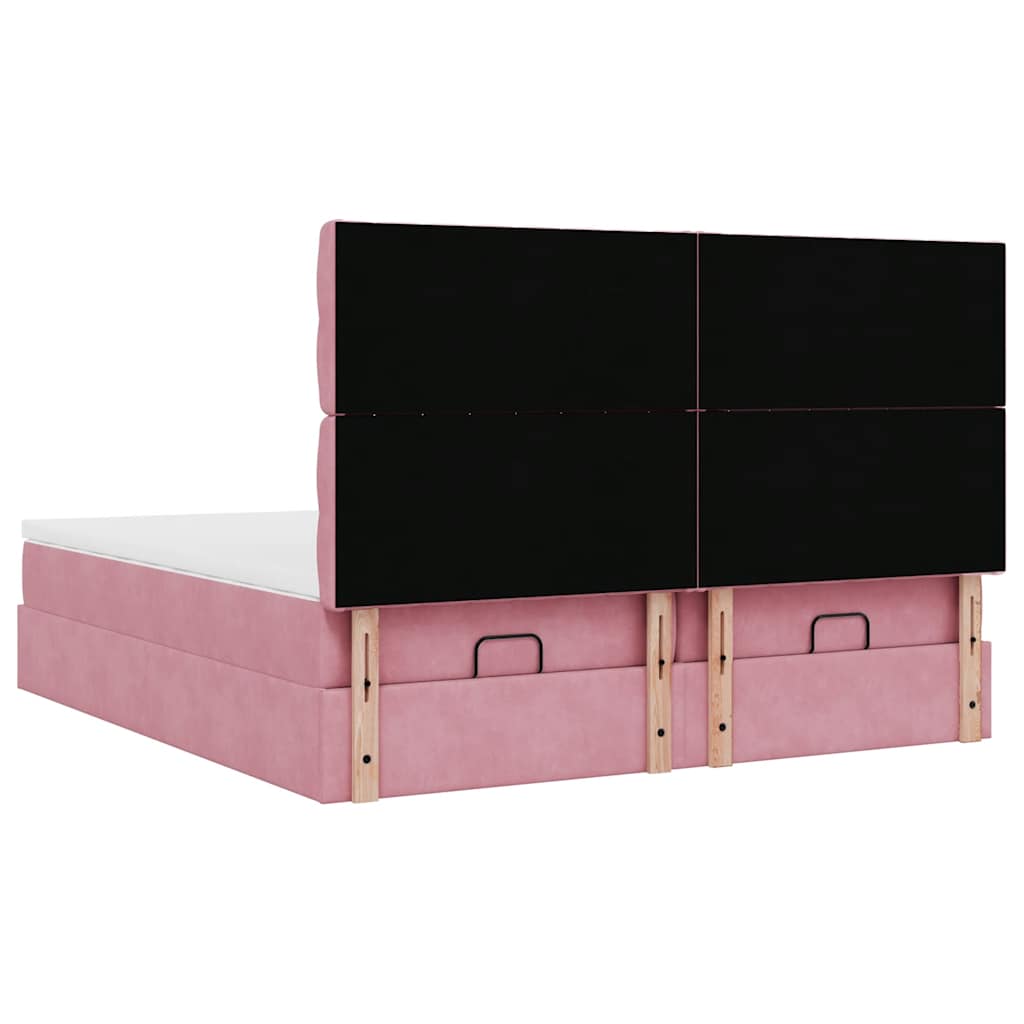 vidaXL Estructura de cama otomana colchones terciopelo rosa 160x200cm