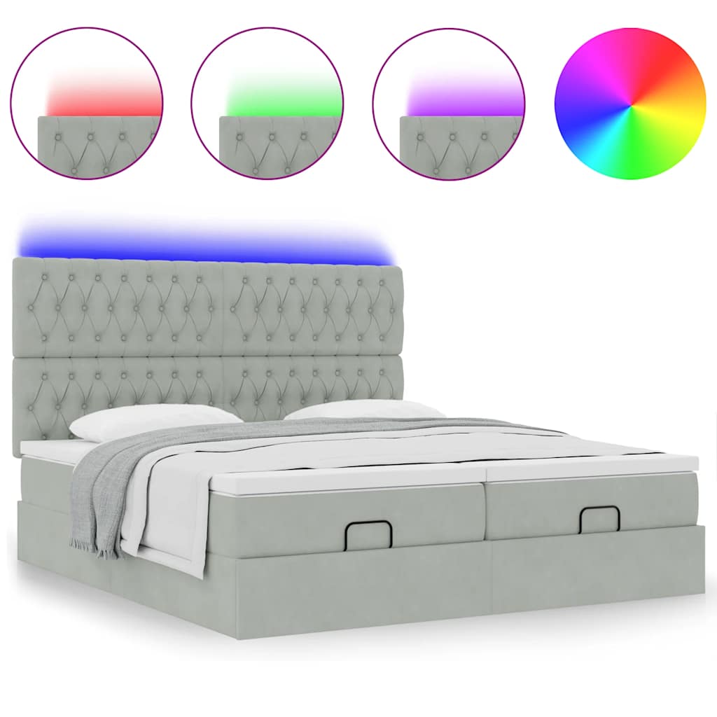 vidaXL Estructura cama otomana colchones terciopelo gris claro