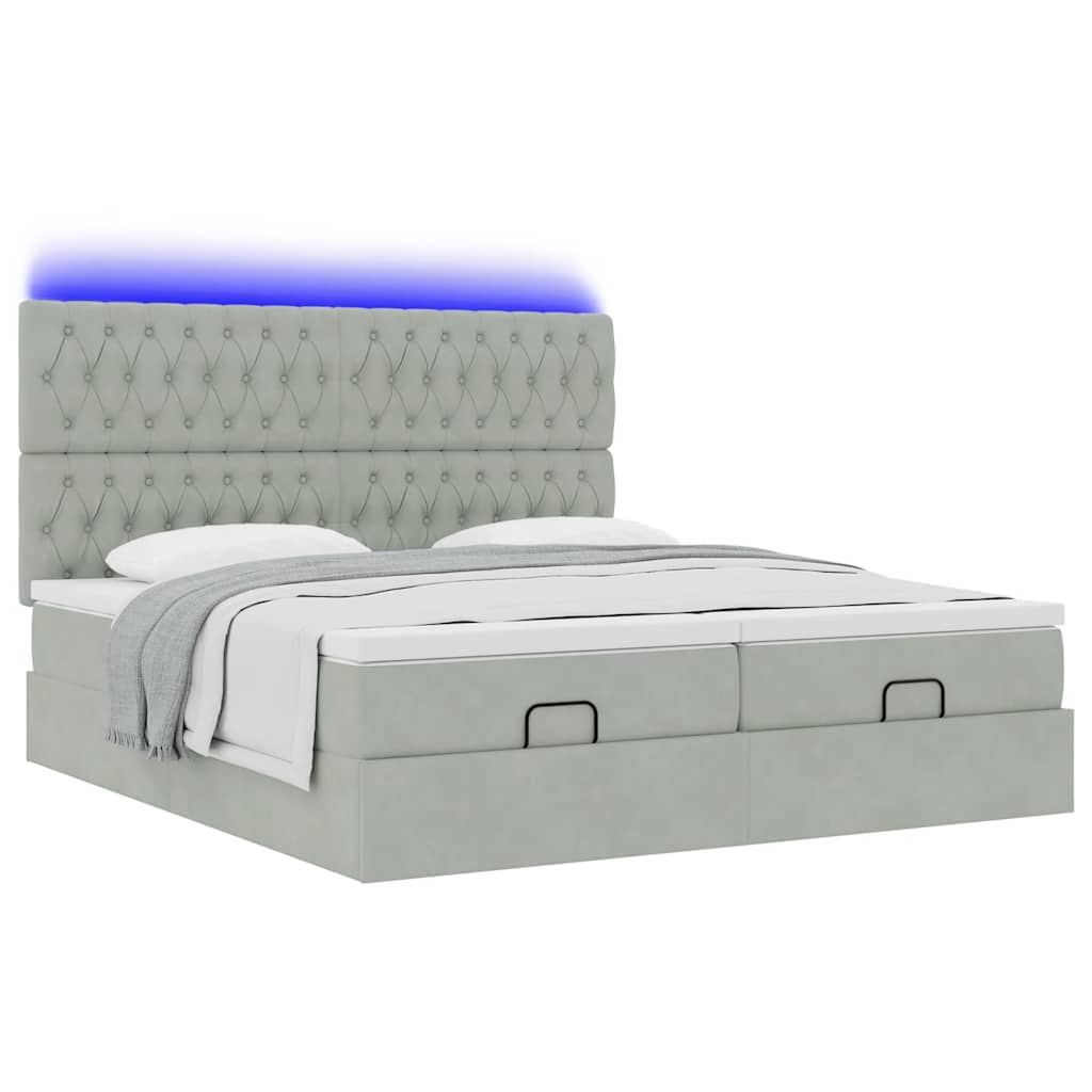 vidaXL Estructura cama otomana colchones terciopelo gris claro