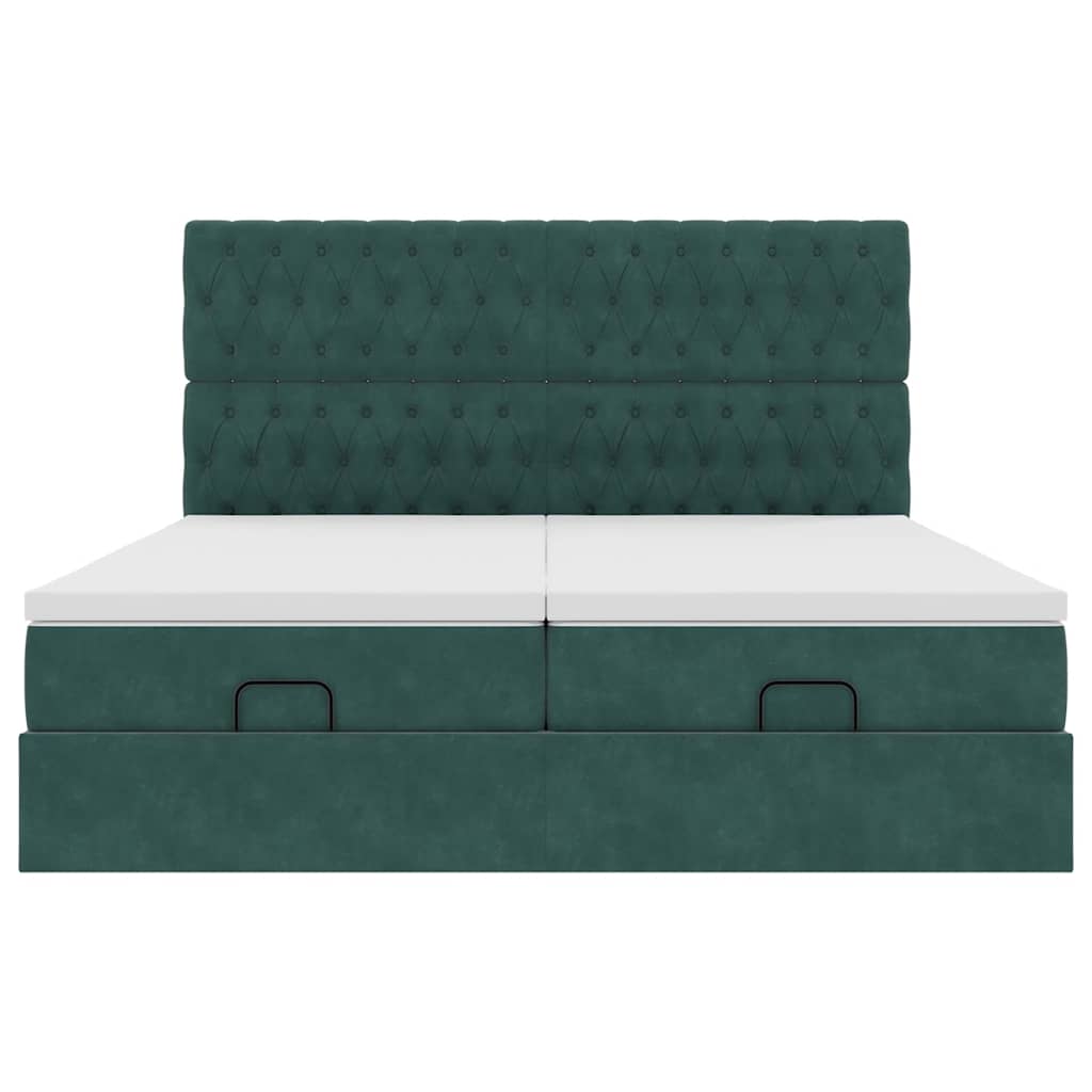 vidaXL Estructura de cama otomana colchones terciopelo verde oscuro