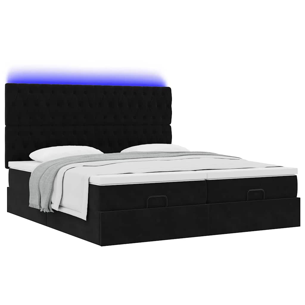 vidaXL Estructura de cama otomana colchones terciopelo negro 200x200cm