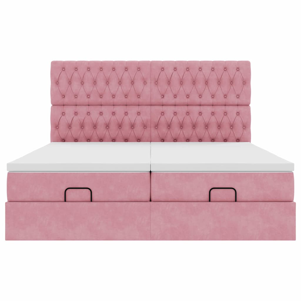 vidaXL Estructura de cama otomana colchones terciopelo rosa 200x200cm