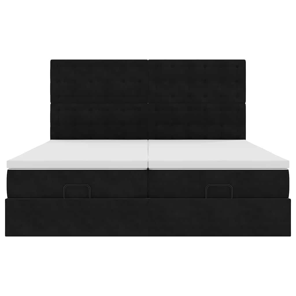 vidaXL Estructura de cama otomana colchones terciopelo negra 160x200cm