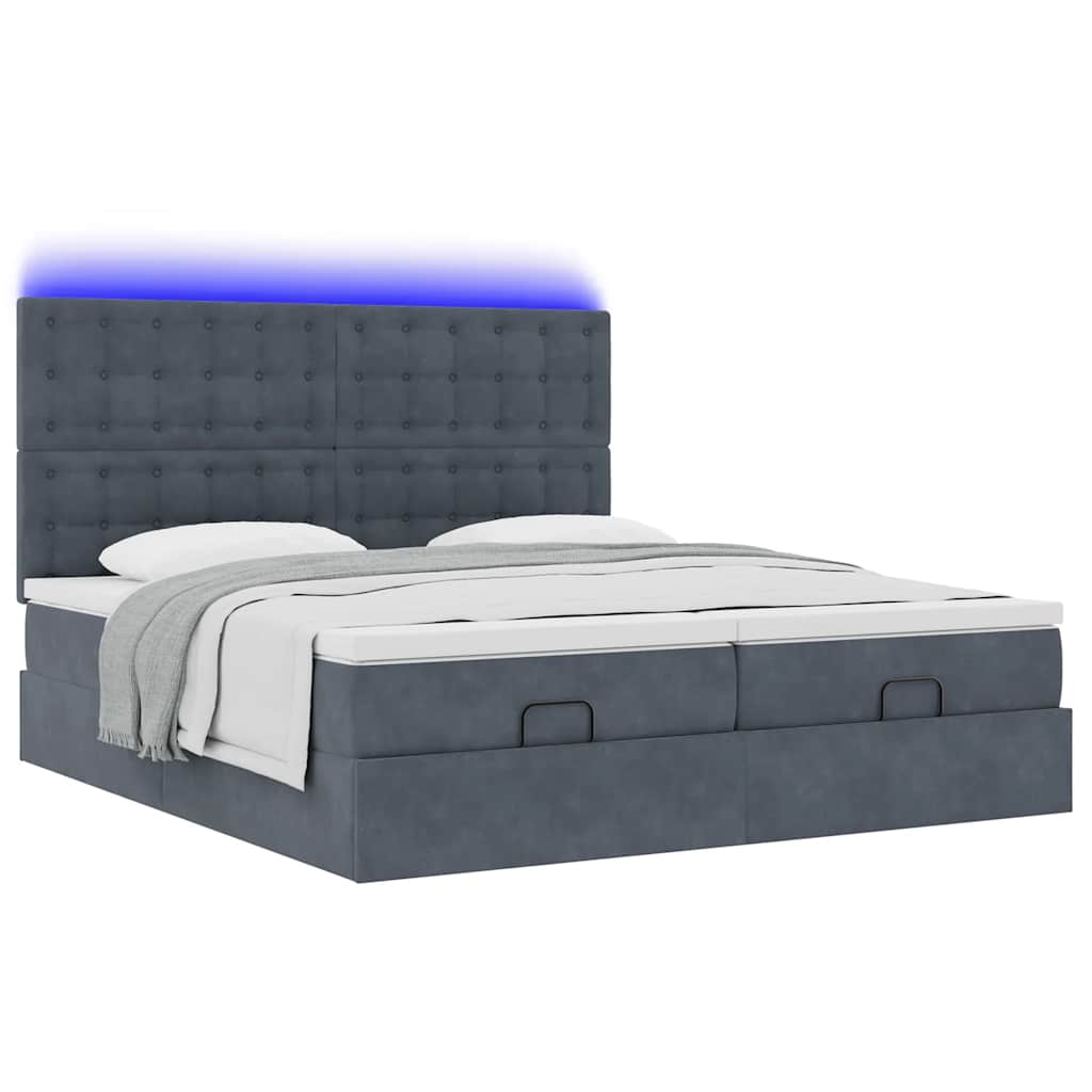 vidaXL Estructura cama otomana colchones terciopelo gris oscuro