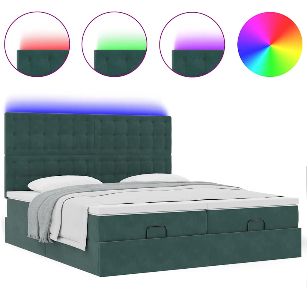 vidaXL Estructura de cama otomana colchones terciopelo verde oscuro