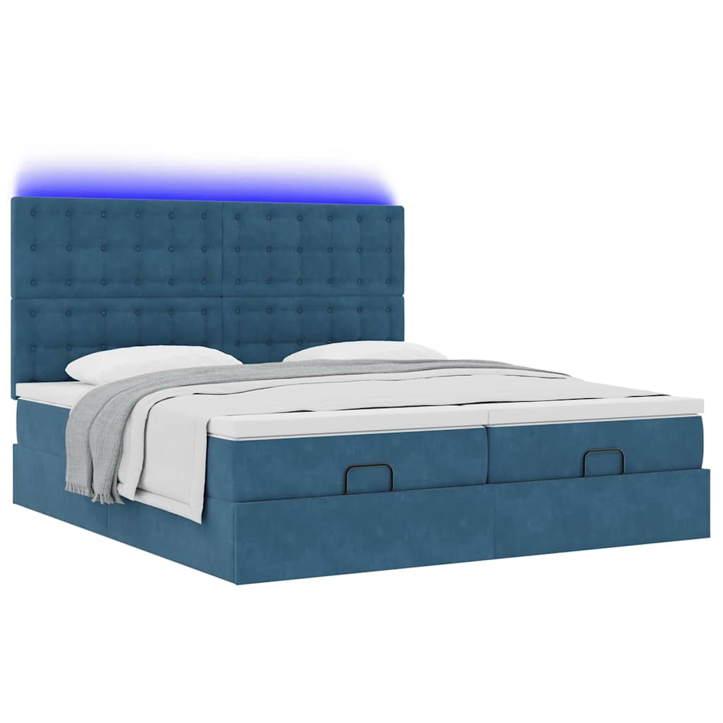 vidaXL Estructura de cama otomana colchones terciopelo azul oscuro